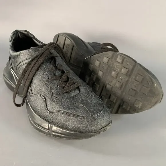 GUCCI Size 10.5 Guccissima Black Grey Monogram Sneakers